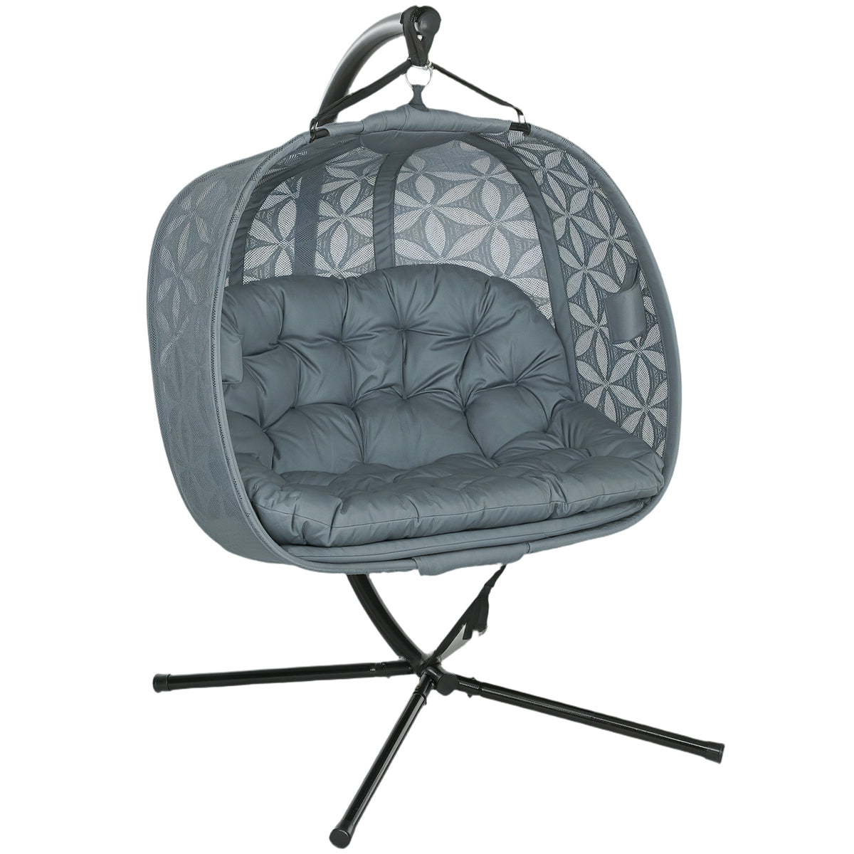 cortex-london-windsor-double-hanging-swing-chair-charcoal-grey-foldable-basket-cup-pockets