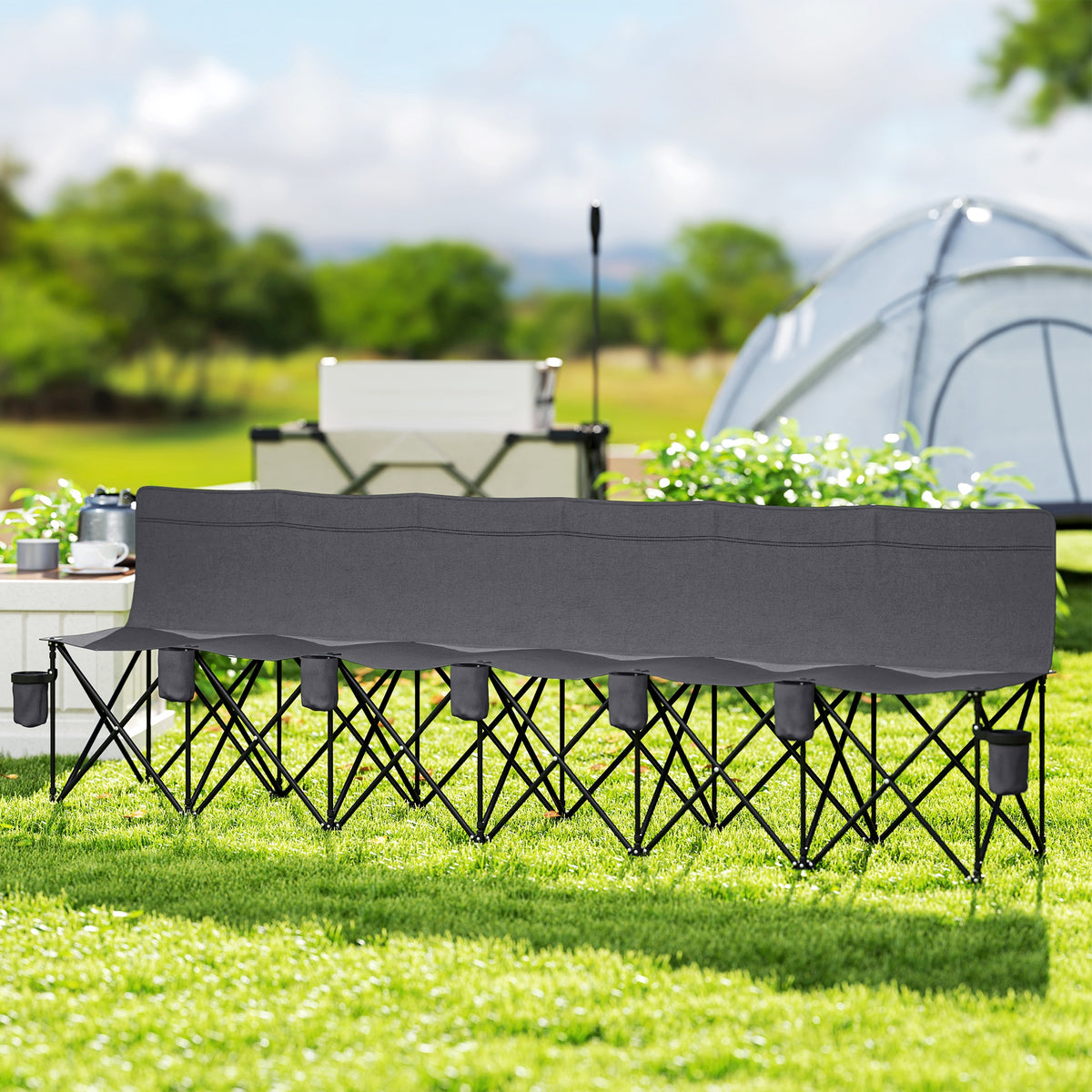 cortex-london-windsor-six-seater-folding-camping-bench-chair-cup-holders-charcoal-grey