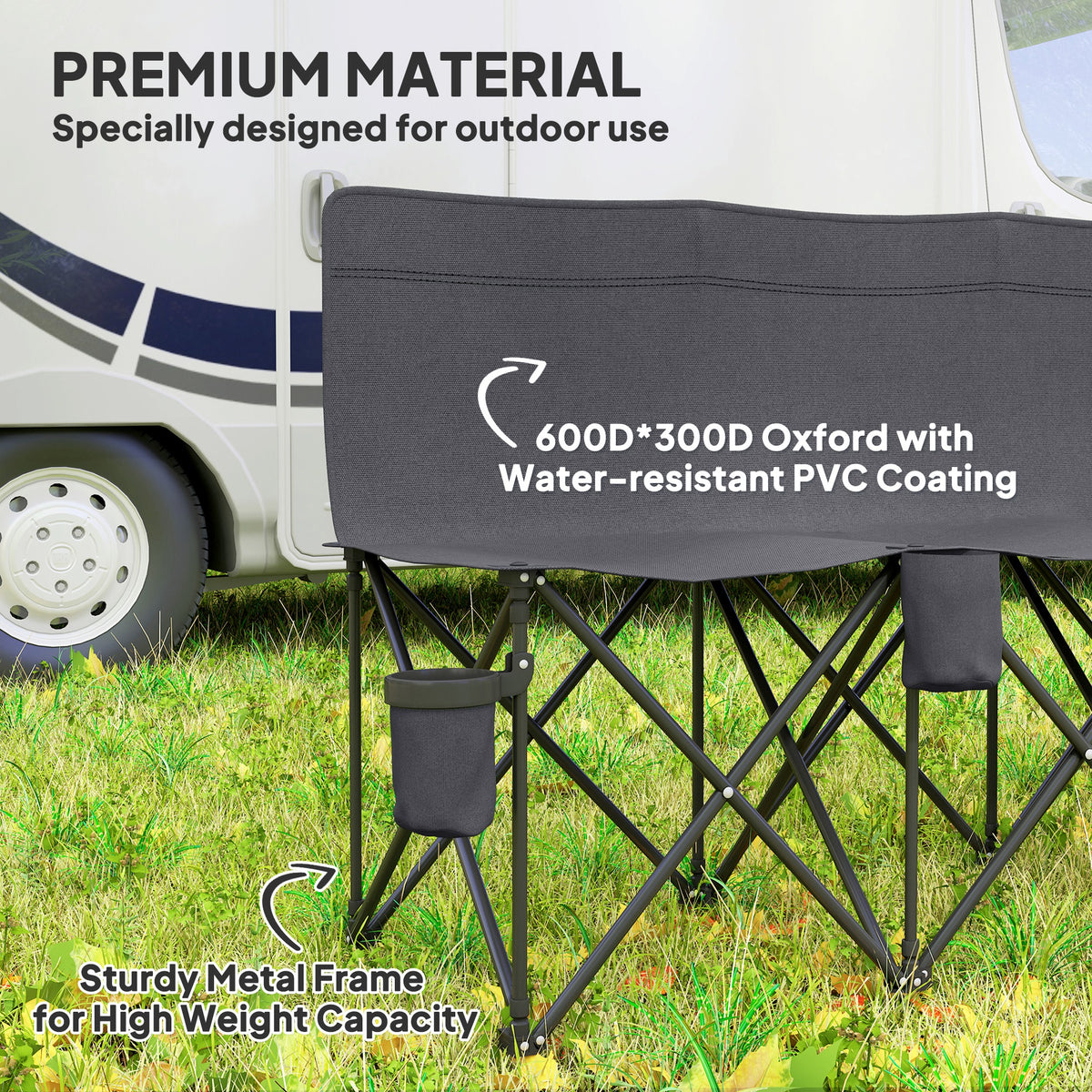 cortex-london-windsor-six-seater-folding-camping-bench-chair-cup-holders-charcoal-grey