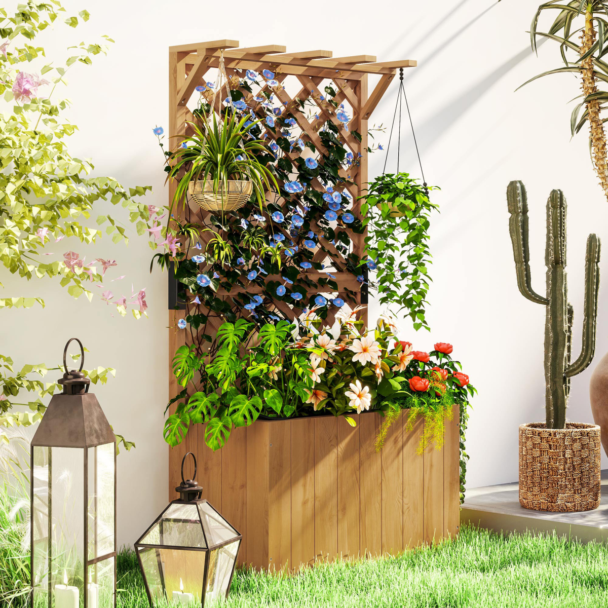 cortex-london-york-fir-wood-planter-trellis-natural-wood-finish