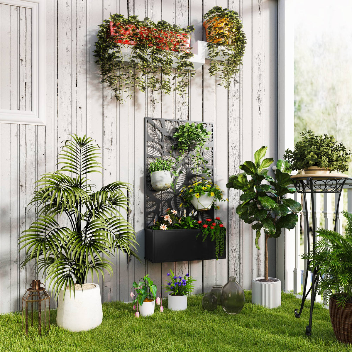 cortex-london-york-metal-raised-garden-bed-trellis-black