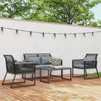 Outsunny 4 Pieces Rattan Garden Furniture Set for 4 Person, Charcoal Grey