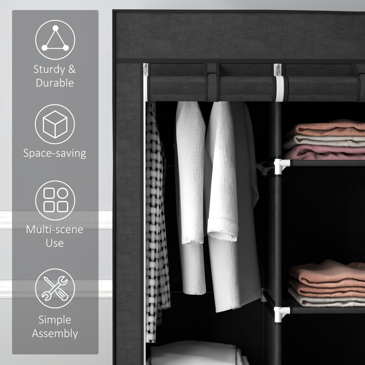 cortex-london-york-fabric-portable-wardrobe-8-shelves-2-hanging-rails-beige