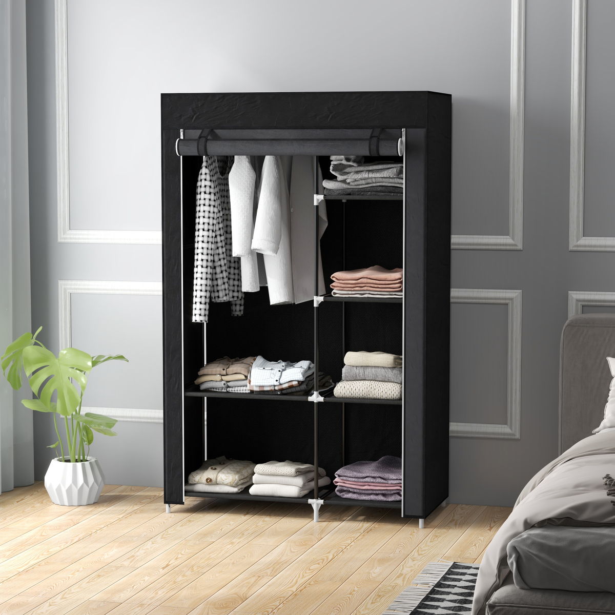 cortex-london-kensington-dark-grey-fabric-wardrobe-shelves-hanging-rail