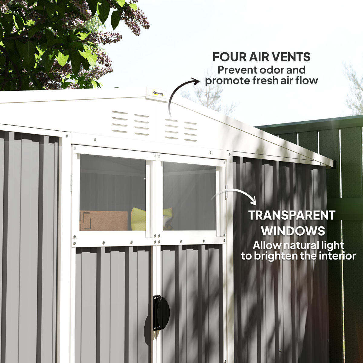 cortex-london-windsor-outsunny-8-4-ft-dark-grey-galvanised-steel-garden-storage-shed
