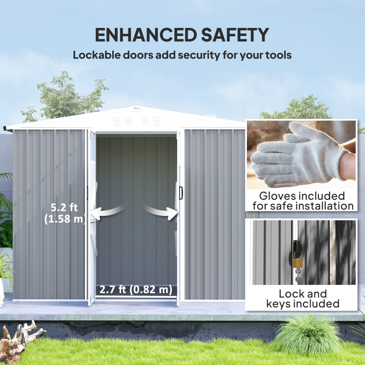 cortex-london-windsor-outsunny-8-4-ft-dark-grey-galvanised-steel-garden-storage-shed