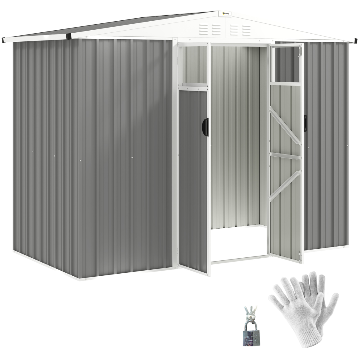 cortex-london-windsor-outsunny-8-4-ft-dark-grey-galvanised-steel-garden-storage-shed