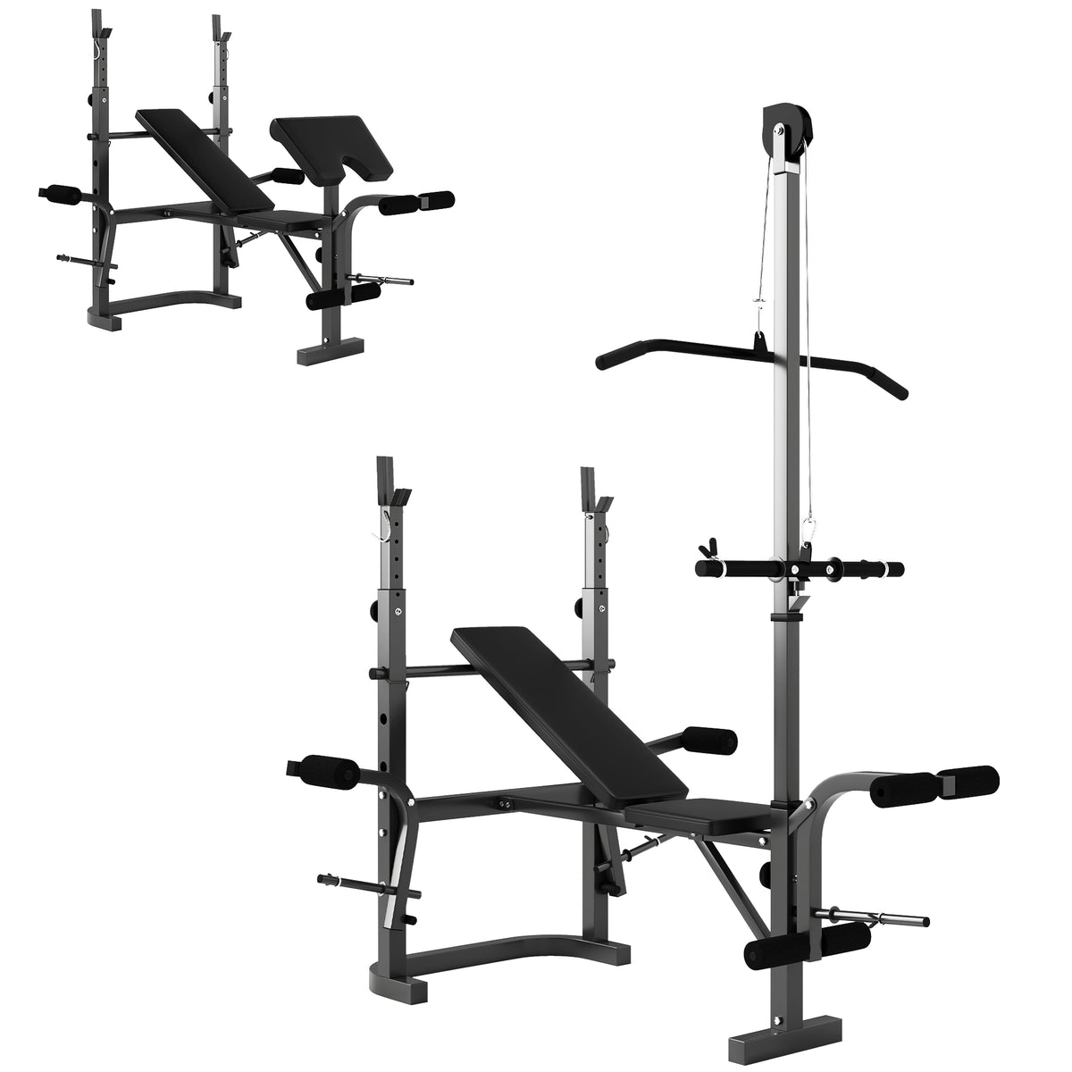 cortex-london-windsor-multi-exercise-incline-flat-weight-bench-rack-black-steel-pu