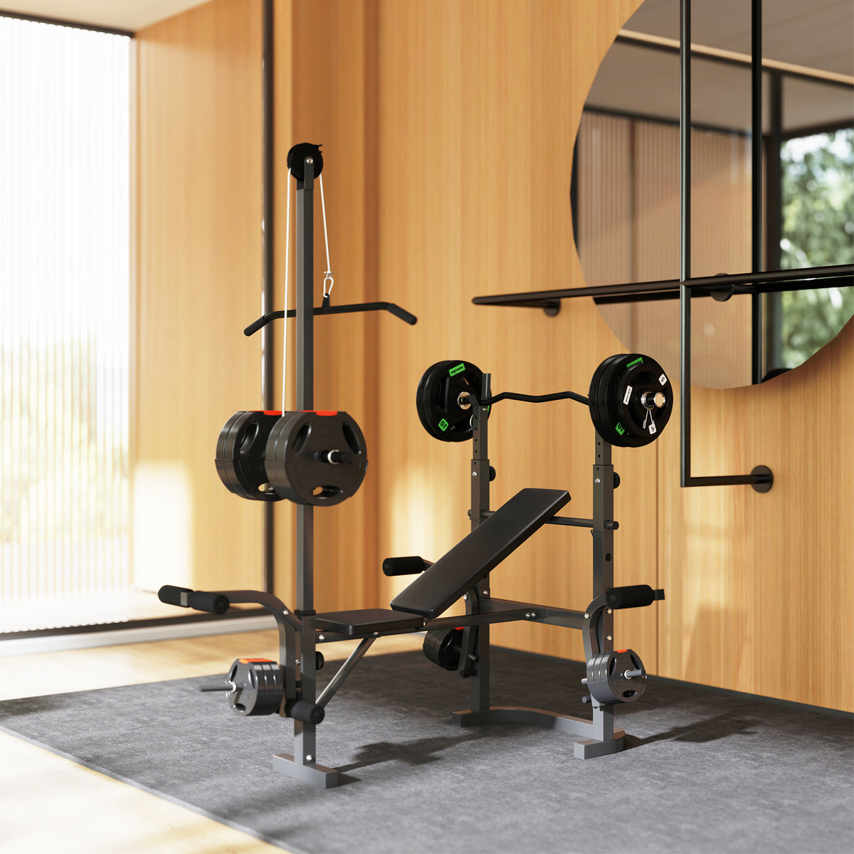 cortex-london-windsor-multi-exercise-incline-flat-weight-bench-rack-black-steel-pu
