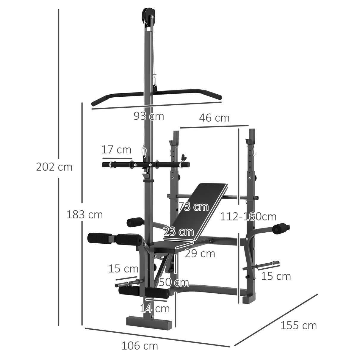 cortex-london-windsor-multi-exercise-incline-flat-weight-bench-rack-black-steel-pu