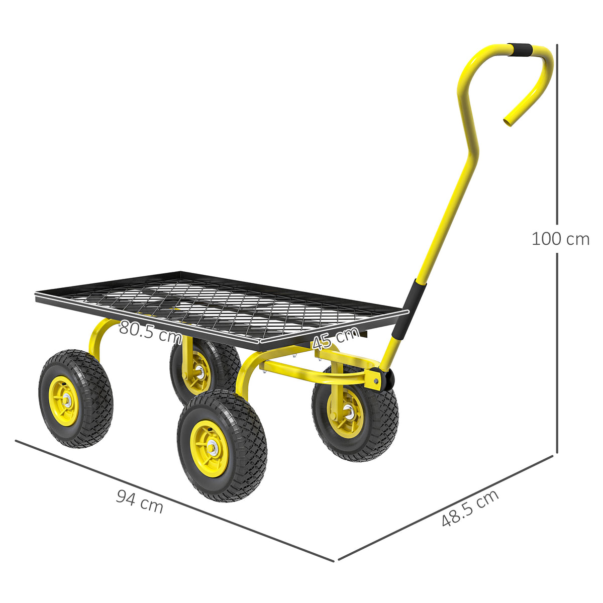 cortex-london-york-garden-trolley-cart-pneumatic-wheels-rotating-handle-yellow