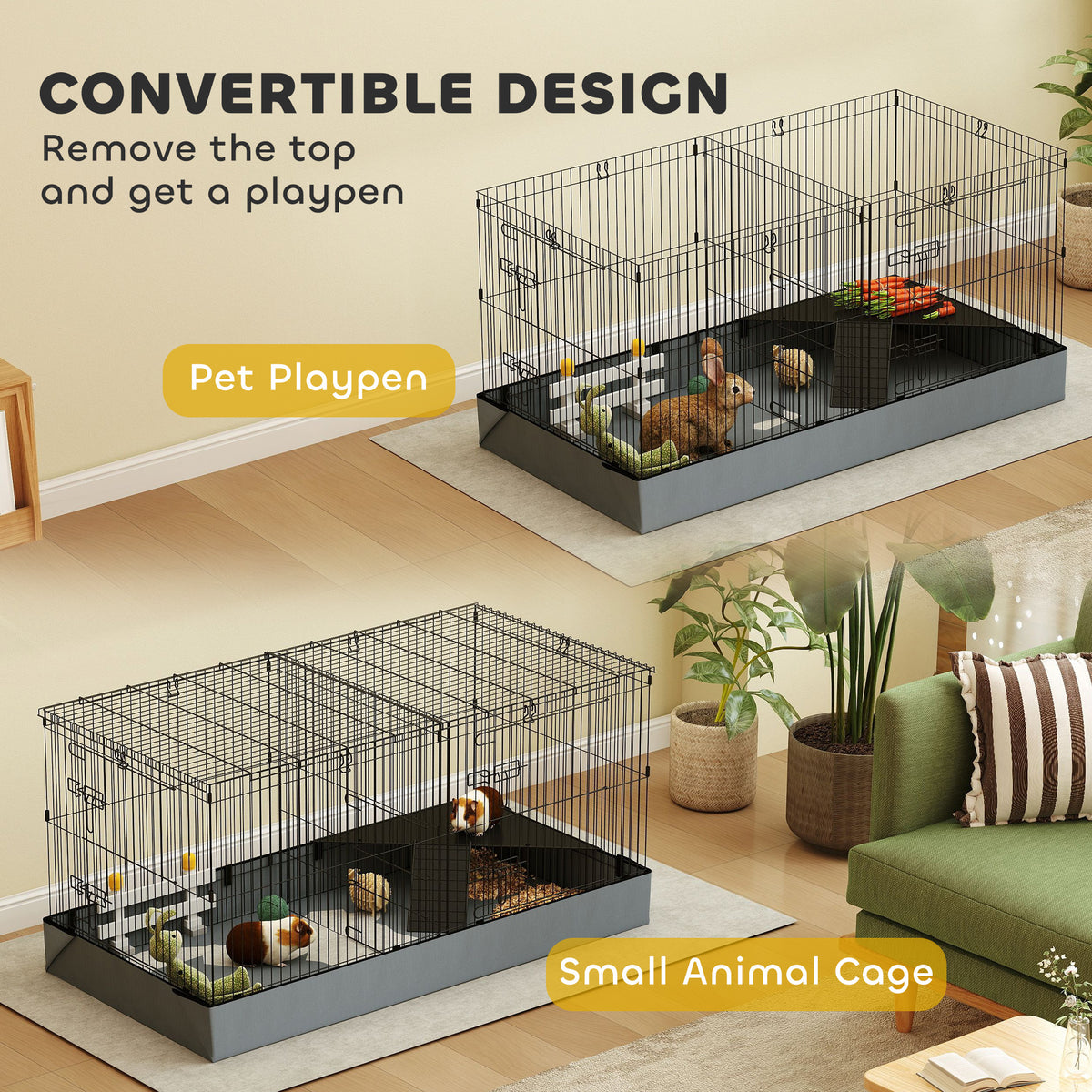 cortex-london-windsor-guinea-pig-cage-and-playpen-black-grey