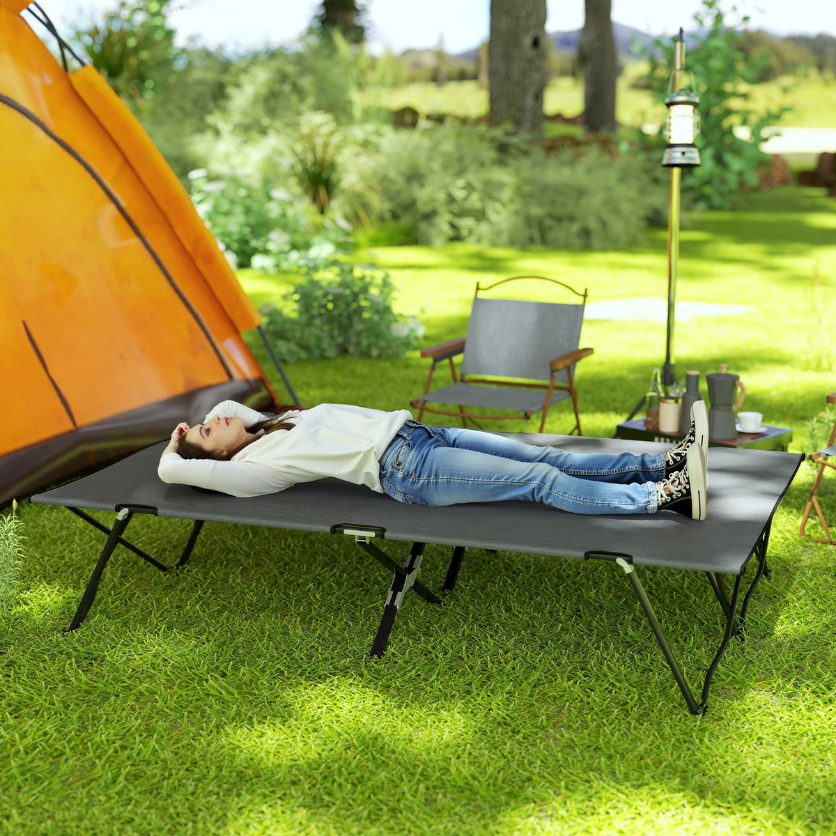 cortex-london-windsor-double-camping-folding-cot-charcoal-grey