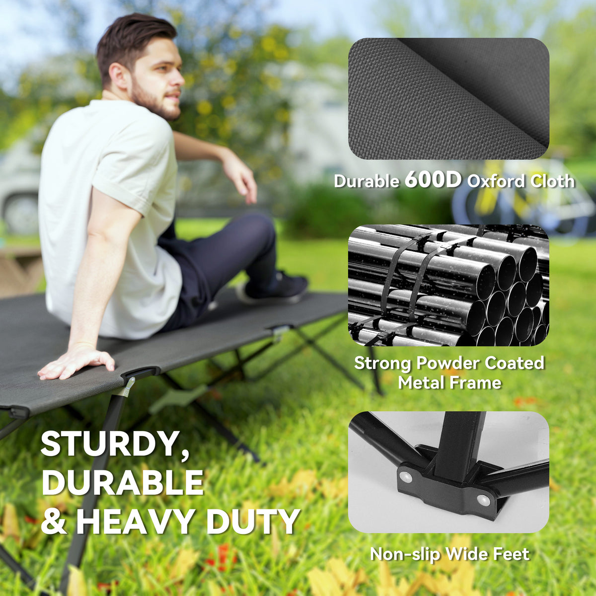 cortex-london-windsor-double-camping-folding-cot-charcoal-grey