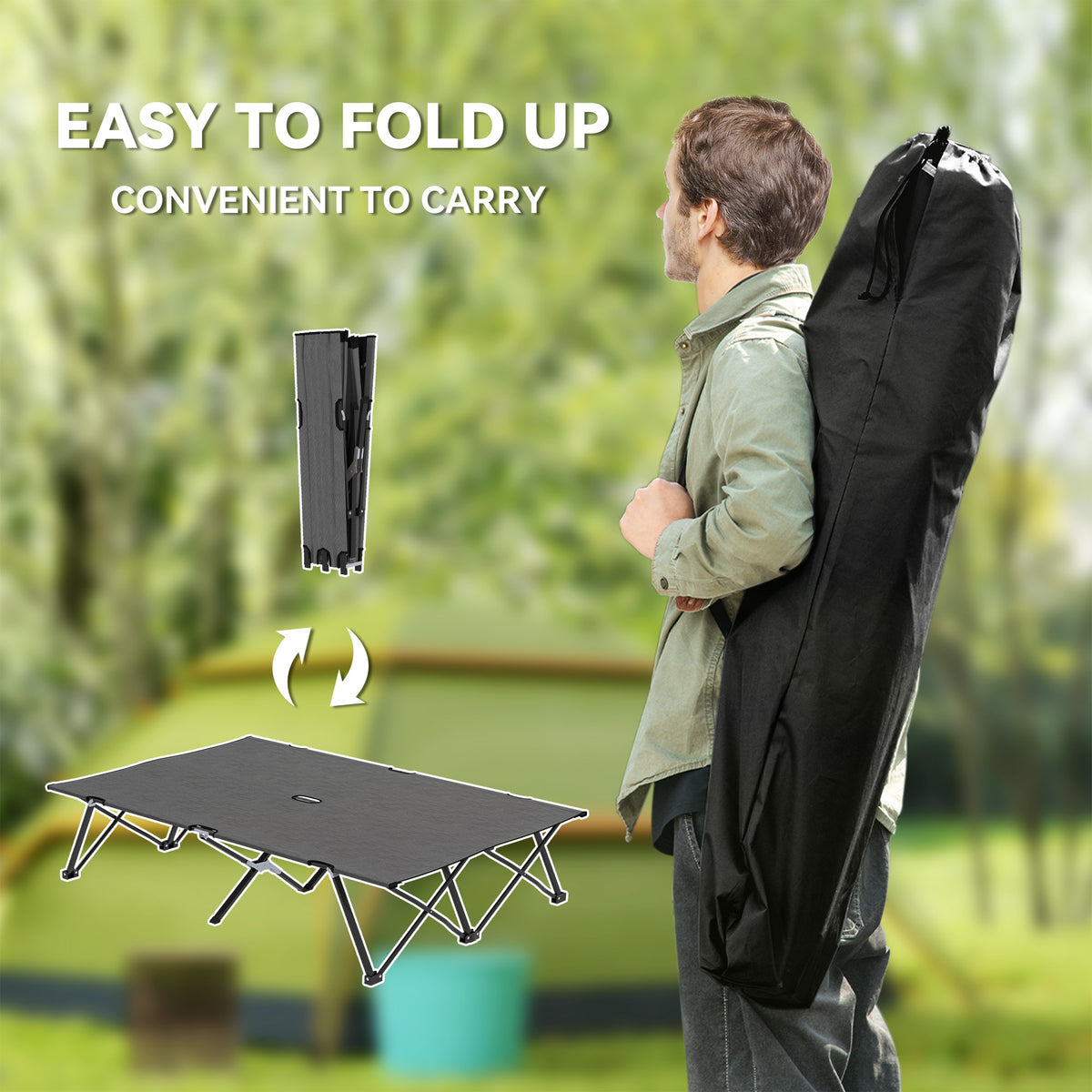 cortex-london-windsor-double-camping-folding-cot-charcoal-grey