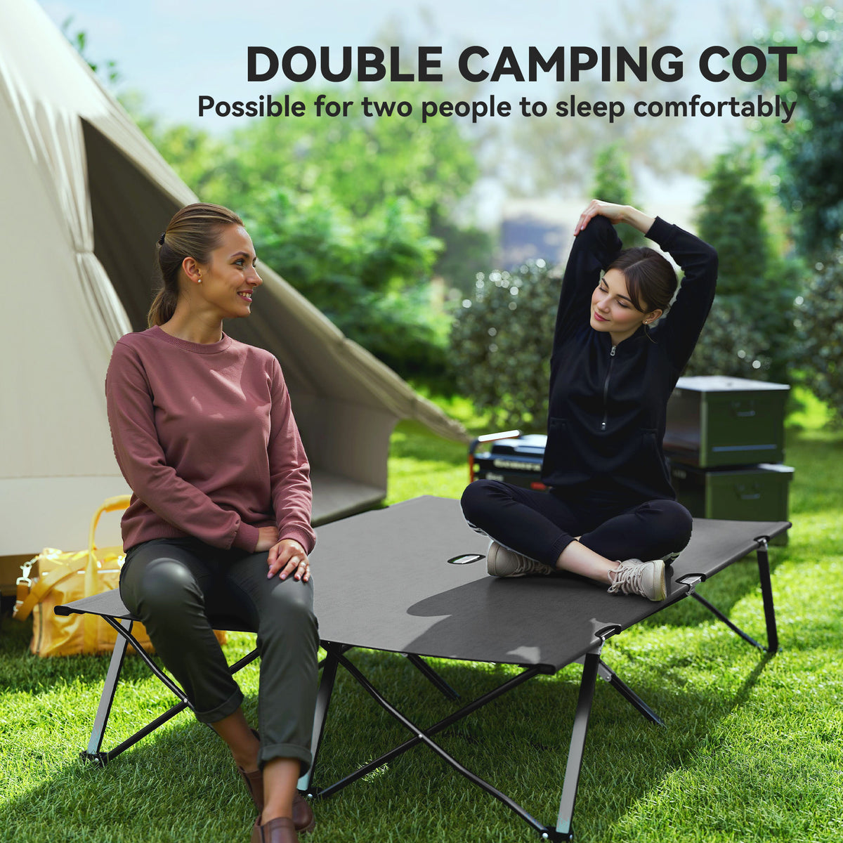 cortex-london-windsor-double-camping-folding-cot-charcoal-grey