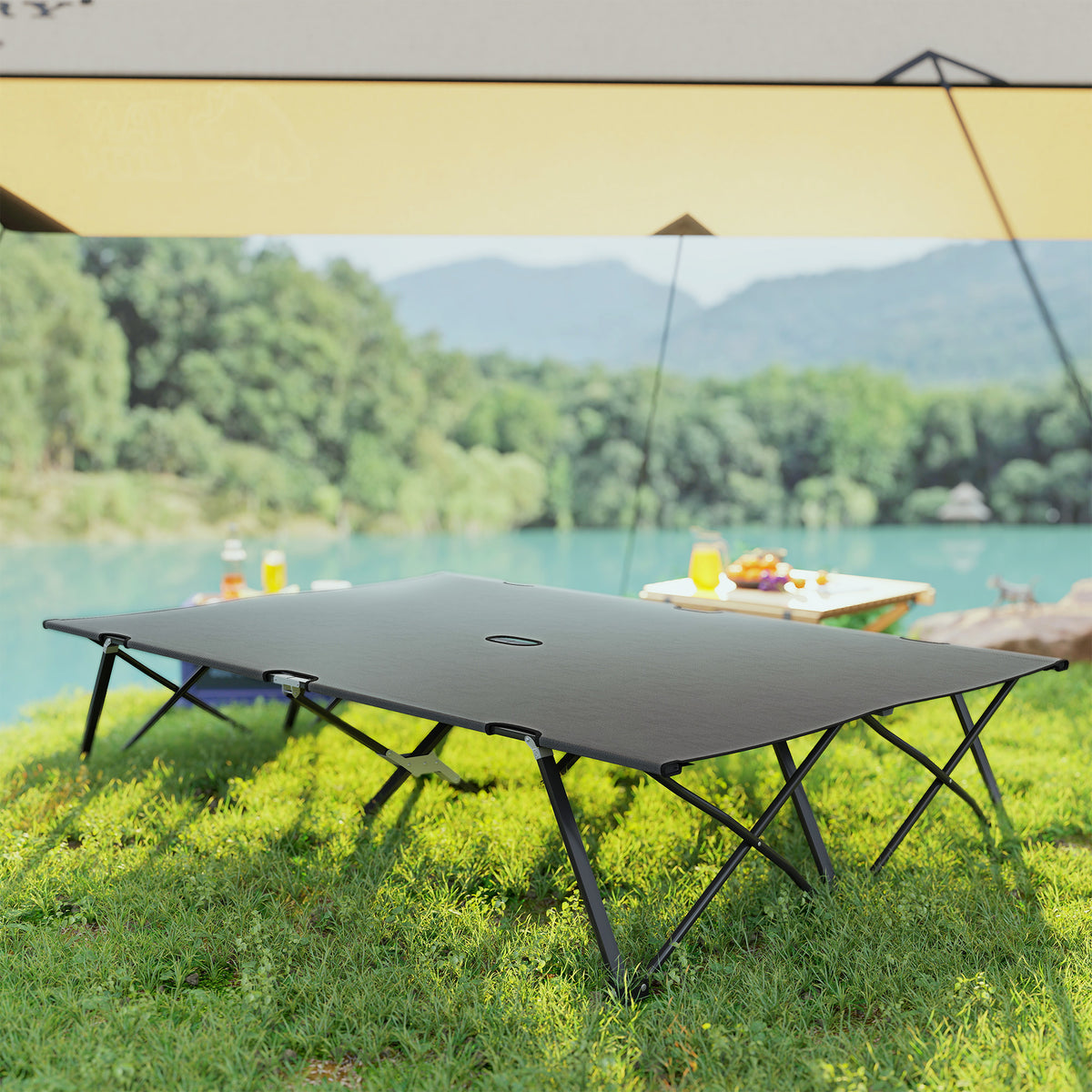 cortex-london-windsor-double-camping-folding-cot-charcoal-grey