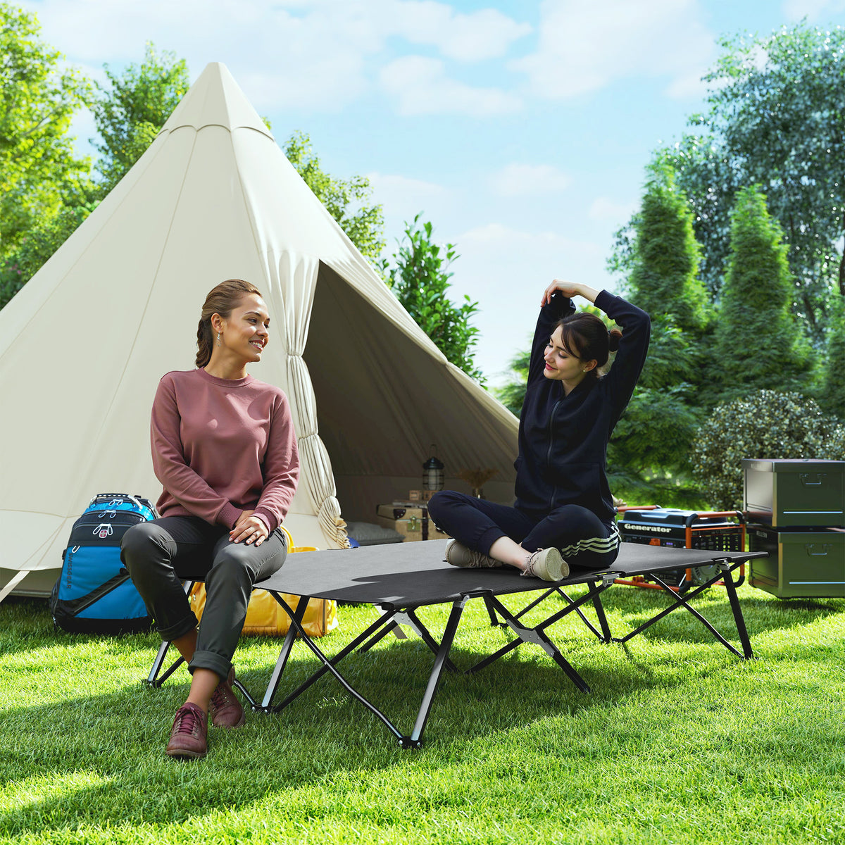 cortex-london-windsor-double-camping-folding-cot-charcoal-grey