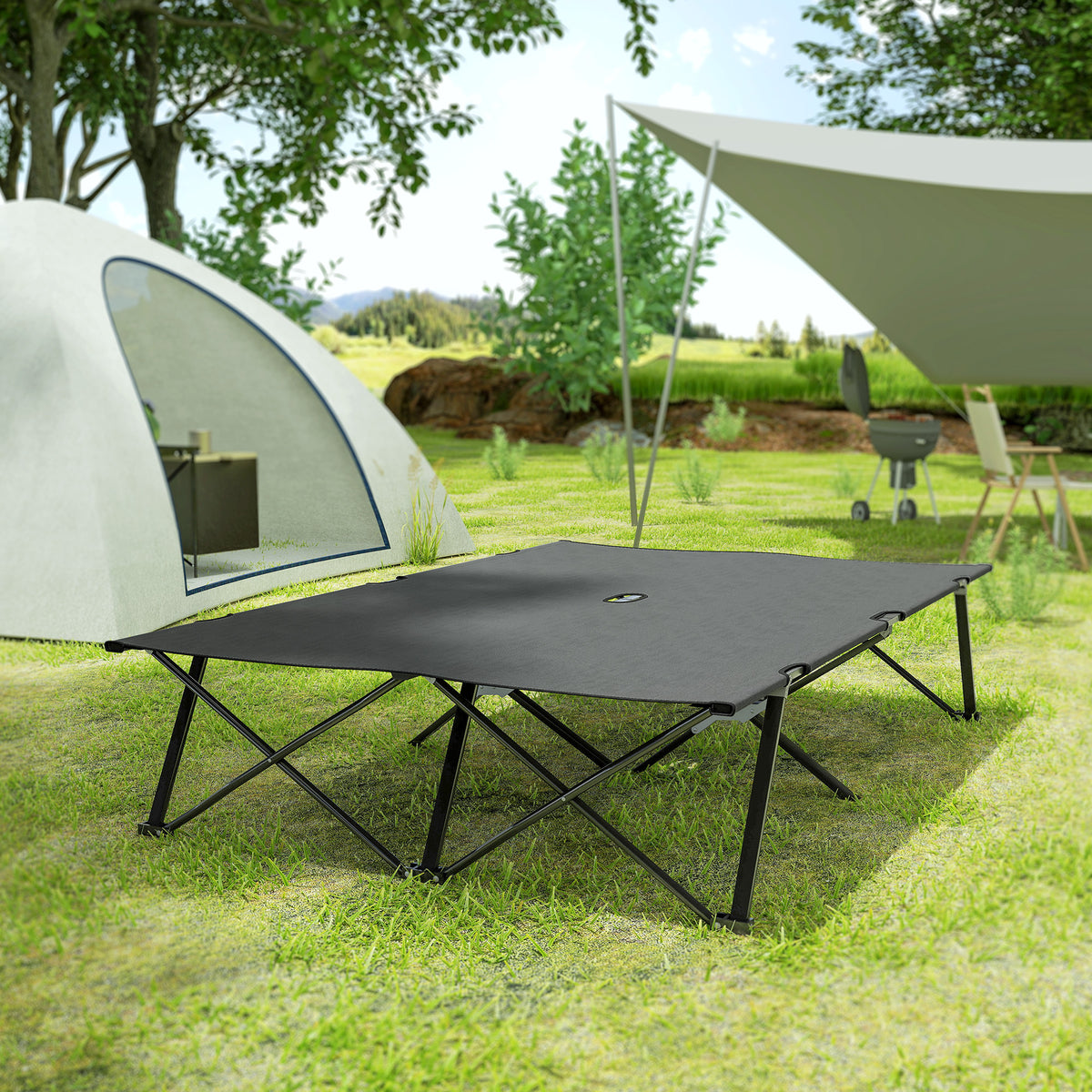 cortex-london-windsor-double-camping-folding-cot-charcoal-grey