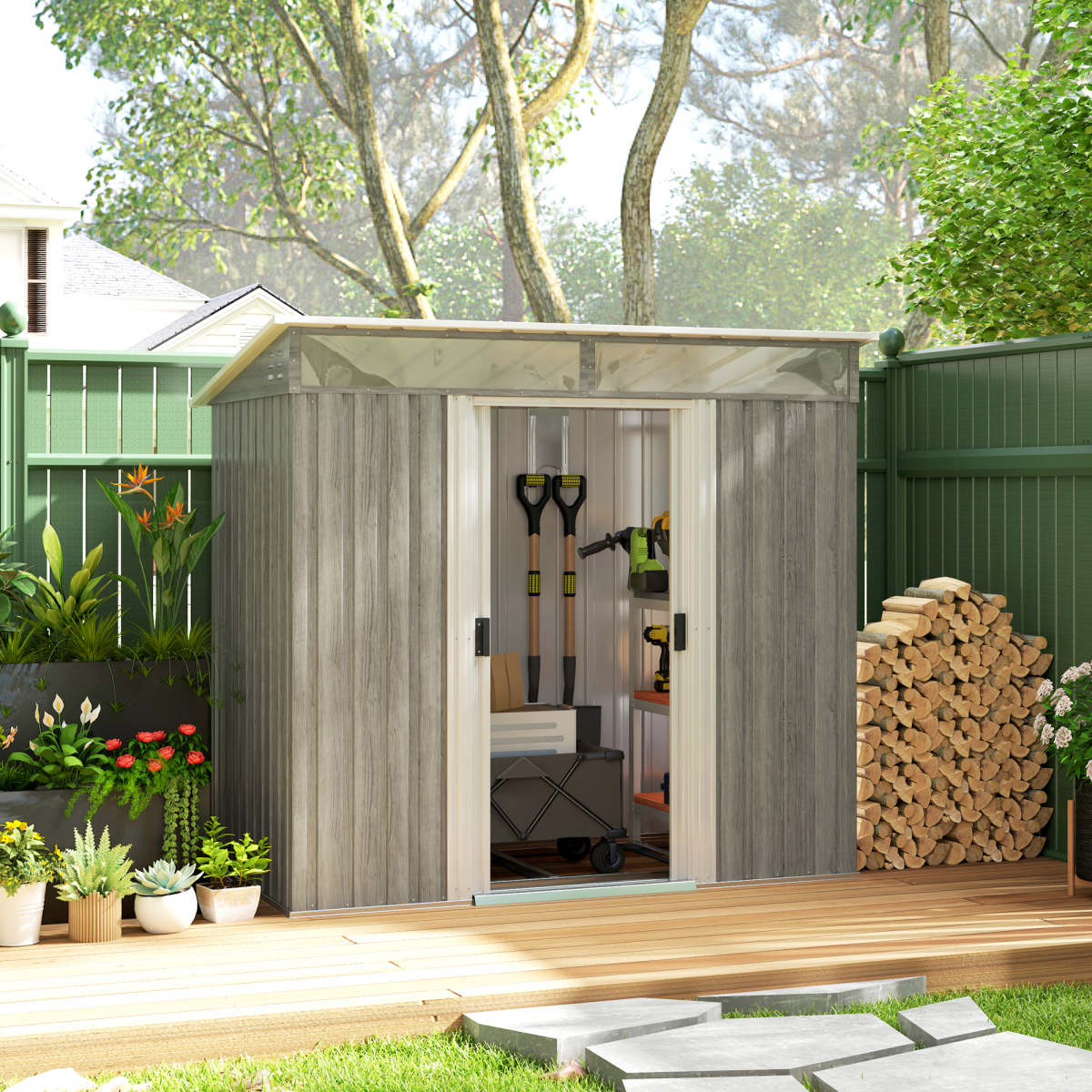 kensington-lockable-metal-garden-shed-cortex-london-light-grey-wood-effect