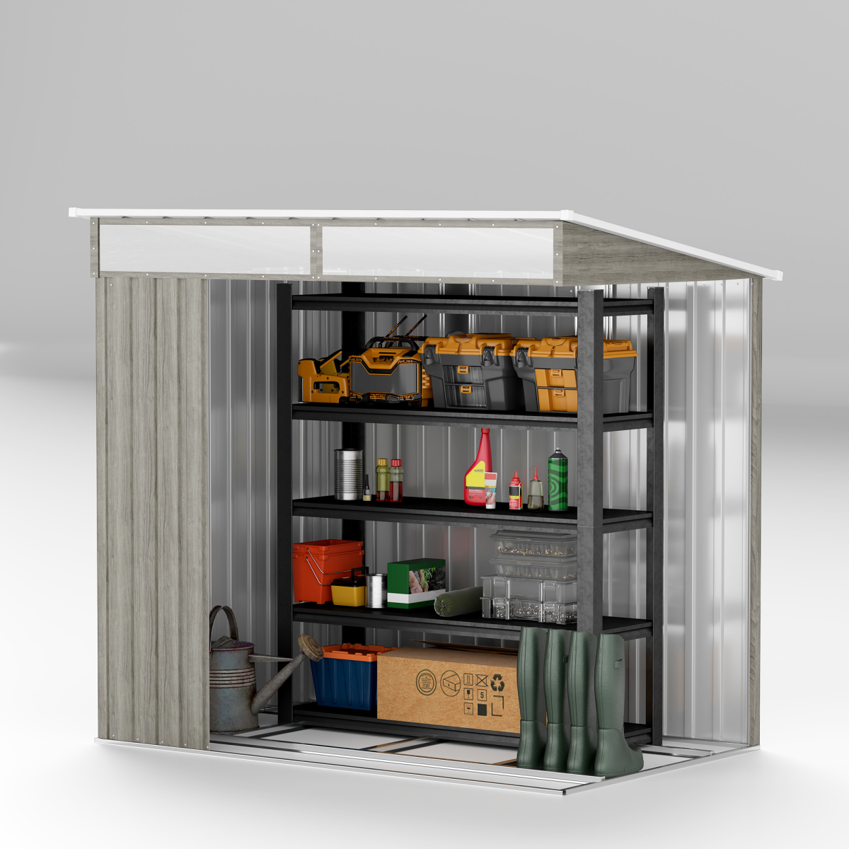 kensington-lockable-metal-garden-shed-cortex-london-light-grey-wood-effect