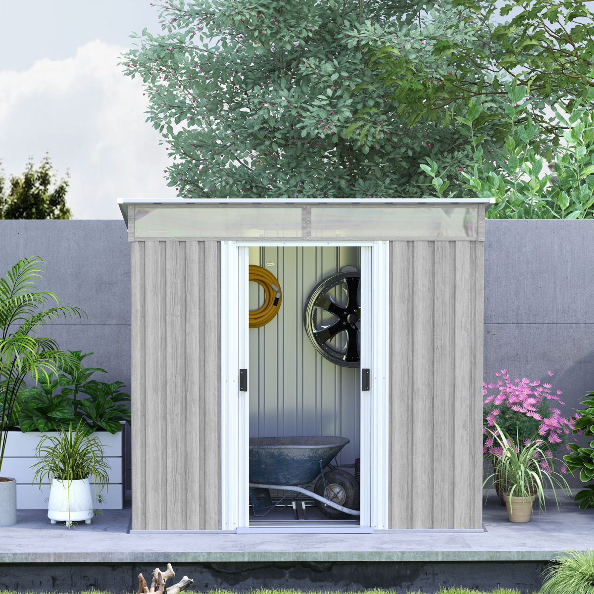 kensington-lockable-metal-garden-shed-cortex-london-light-grey-wood-effect