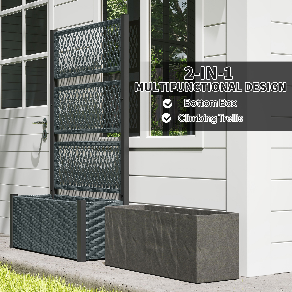 cortex-london-windsor-pe-rattan-garden-planter-box-with-trellis-charcoal-grey
