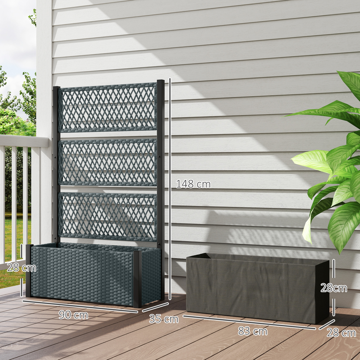 cortex-london-windsor-pe-rattan-garden-planter-box-with-trellis-charcoal-grey