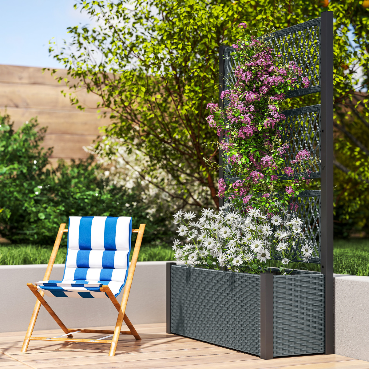 cortex-london-windsor-pe-rattan-garden-planter-box-with-trellis-charcoal-grey