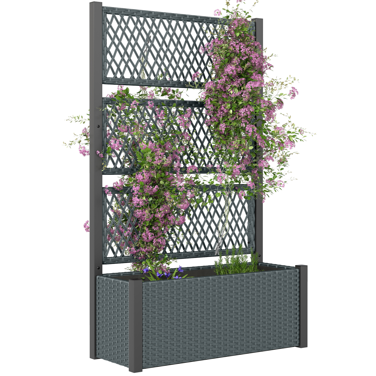 cortex-london-windsor-pe-rattan-garden-planter-box-with-trellis-charcoal-grey