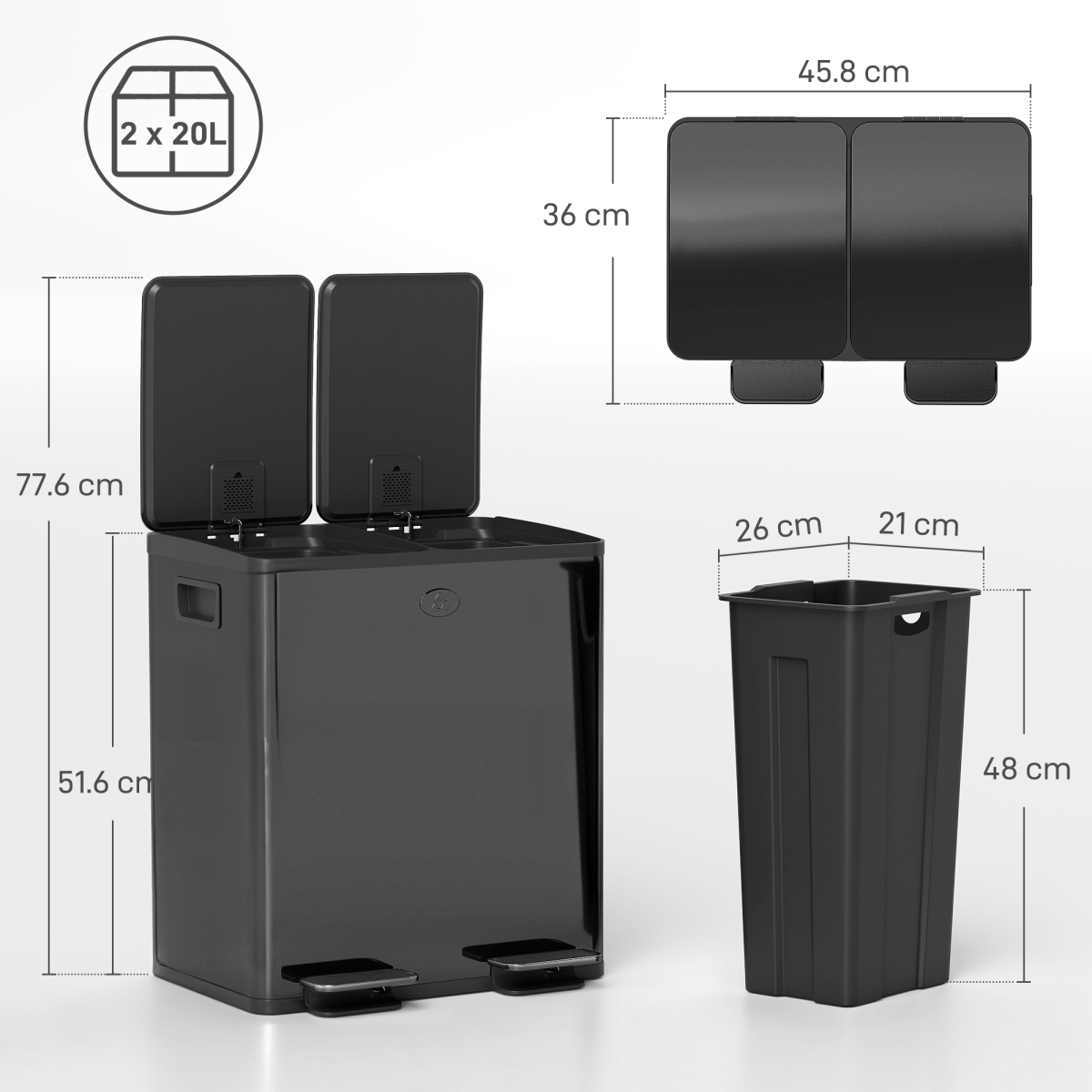 cortex-london-windsor-dual-kitchen-recycling-pedal-bin-2-x-20l-glossy-black