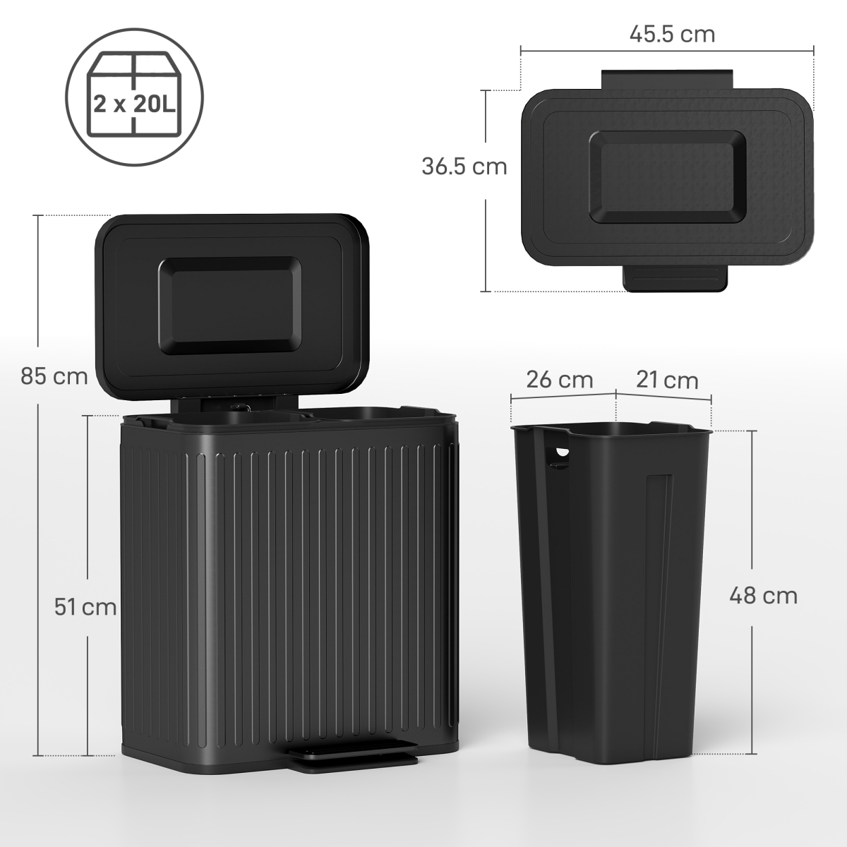 cortex-london-windsor-2-x-20l-double-rubbish-pedal-bin-black