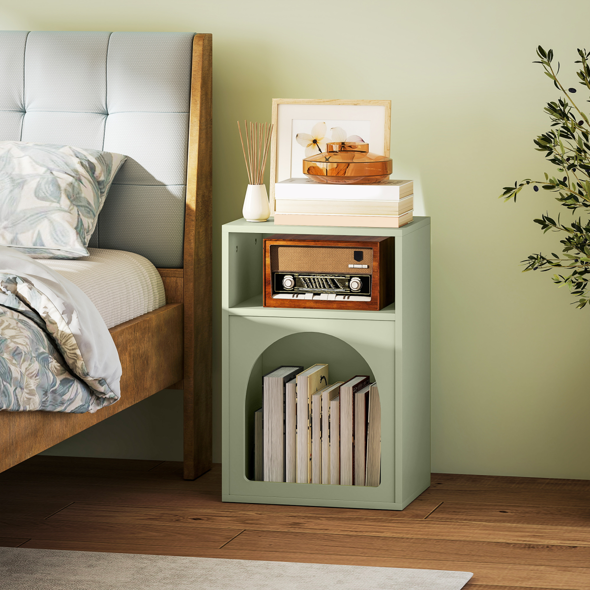 cortex-london-kensington-arch-bedside-table-light-green-mdf