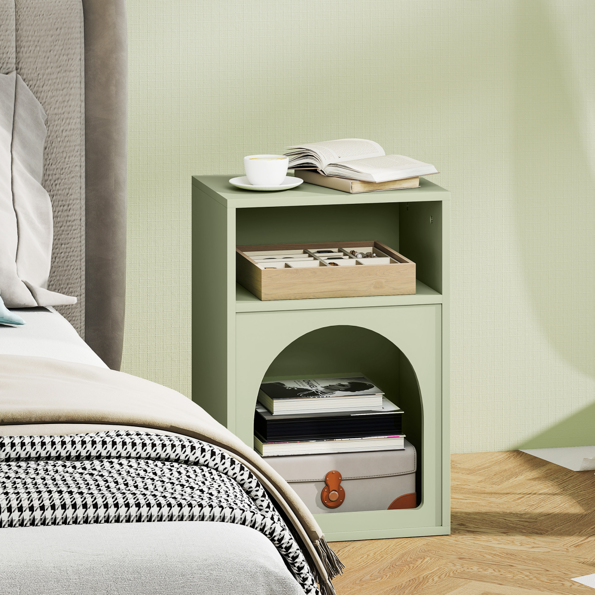 cortex-london-kensington-arch-bedside-table-light-green-mdf