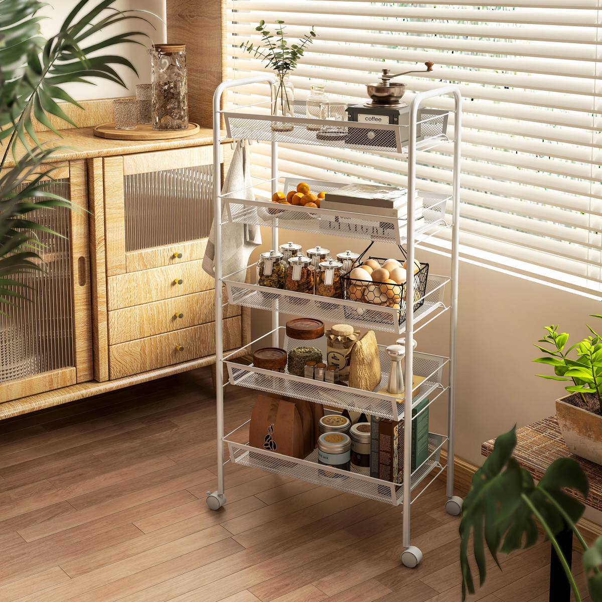 cortex-london-windsor-five-tier-white-steel-pp-plastic-rolling-cart-removable-mesh-baskets