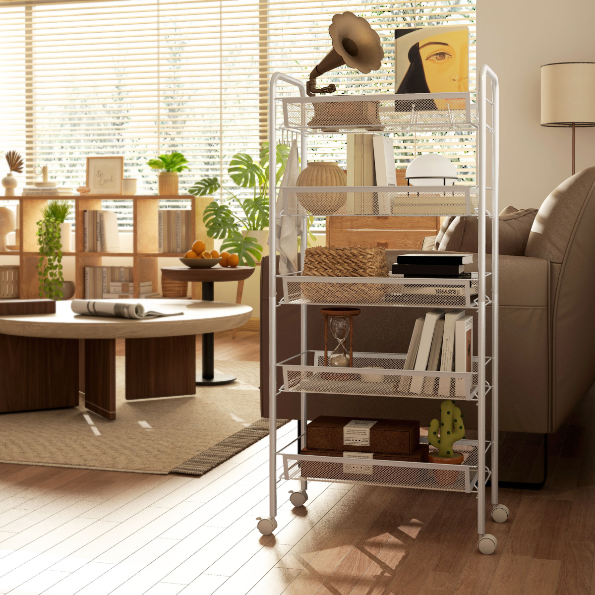 cortex-london-windsor-five-tier-white-steel-pp-plastic-rolling-cart-removable-mesh-baskets