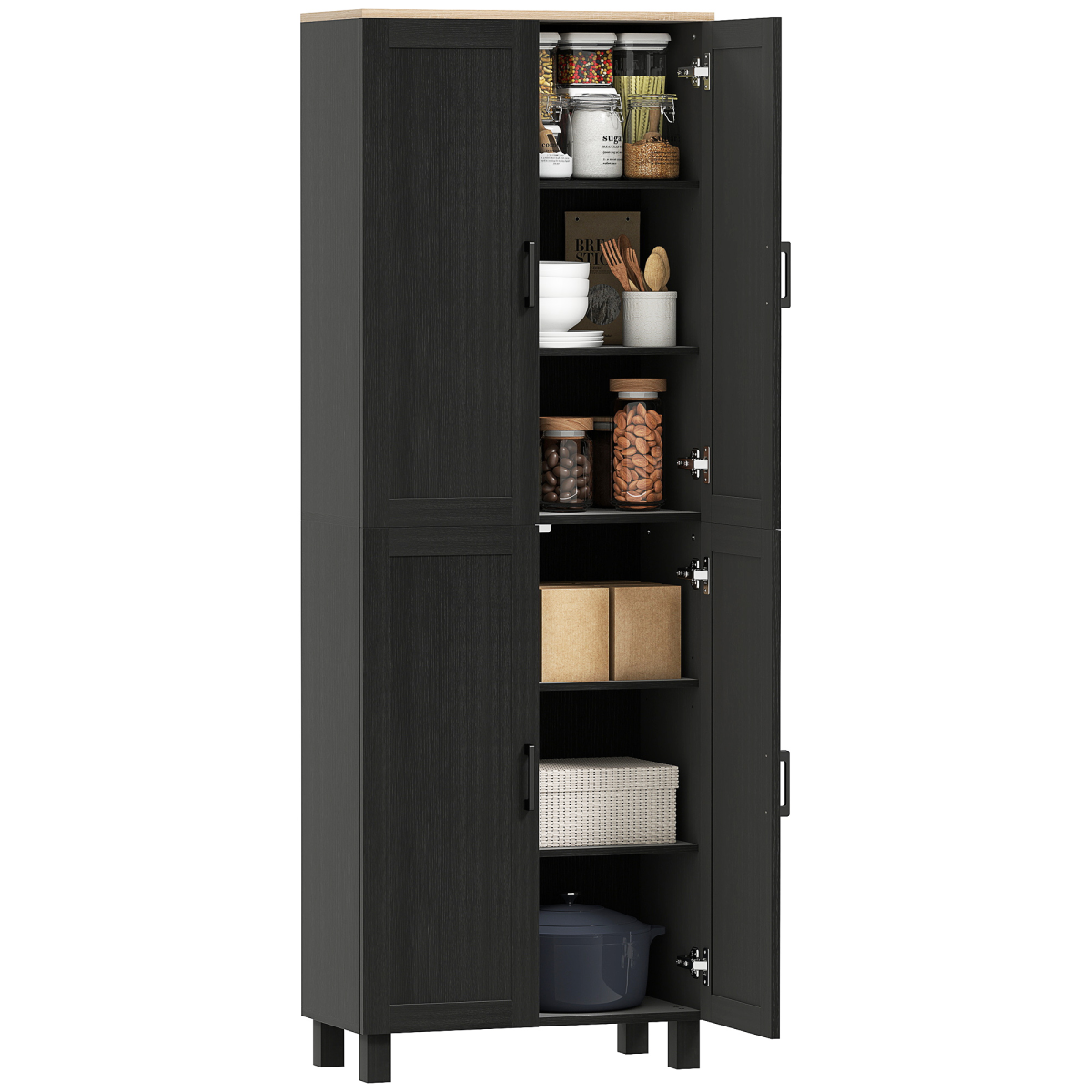 cortex-london-windsor-black-kitchen-storage-cabinet-four-doors-five-inner-shelves