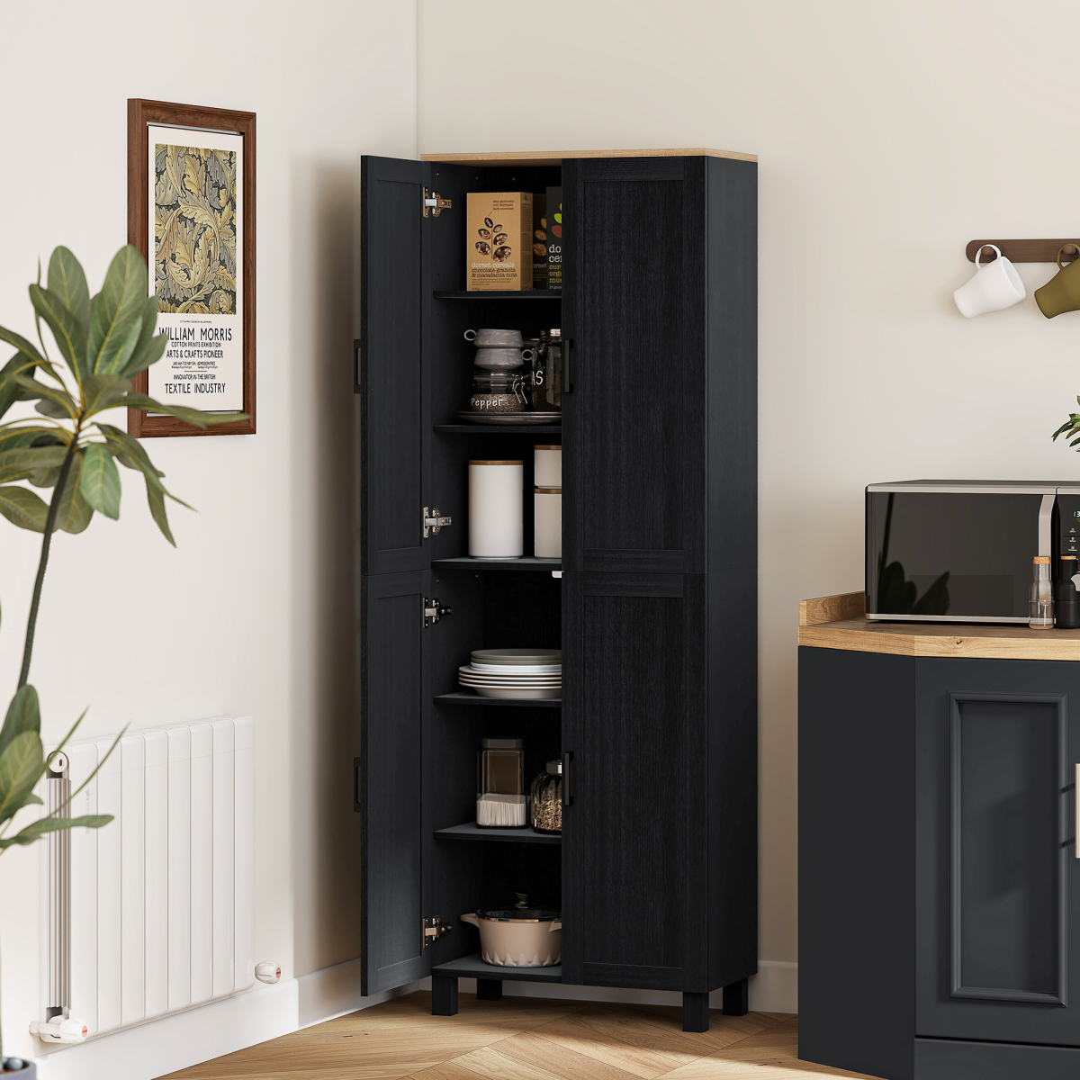 cortex-london-windsor-black-kitchen-storage-cabinet-four-doors-five-inner-shelves