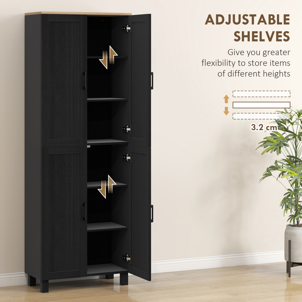 cortex-london-windsor-black-kitchen-storage-cabinet-four-doors-five-inner-shelves