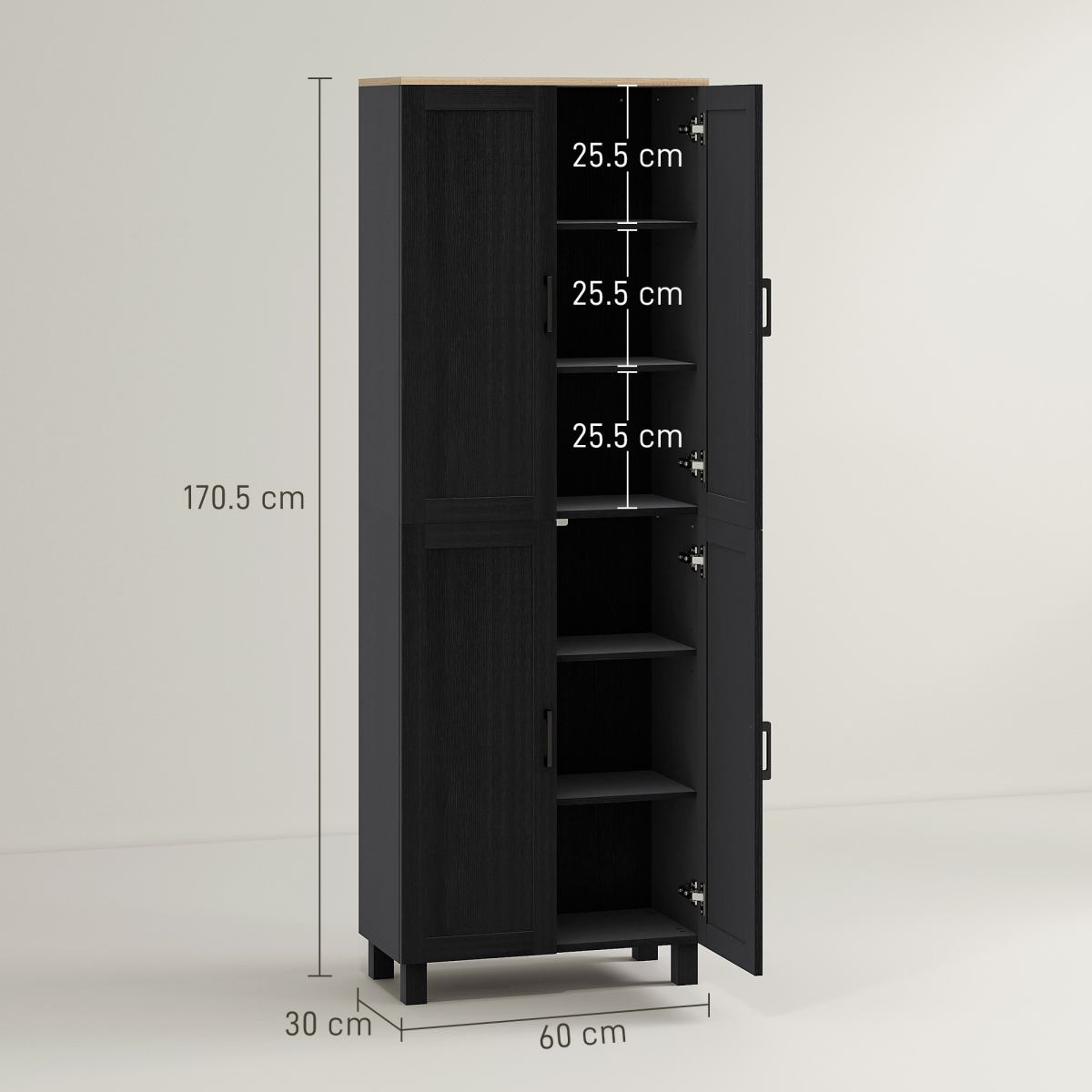 cortex-london-windsor-black-kitchen-storage-cabinet-four-doors-five-inner-shelves