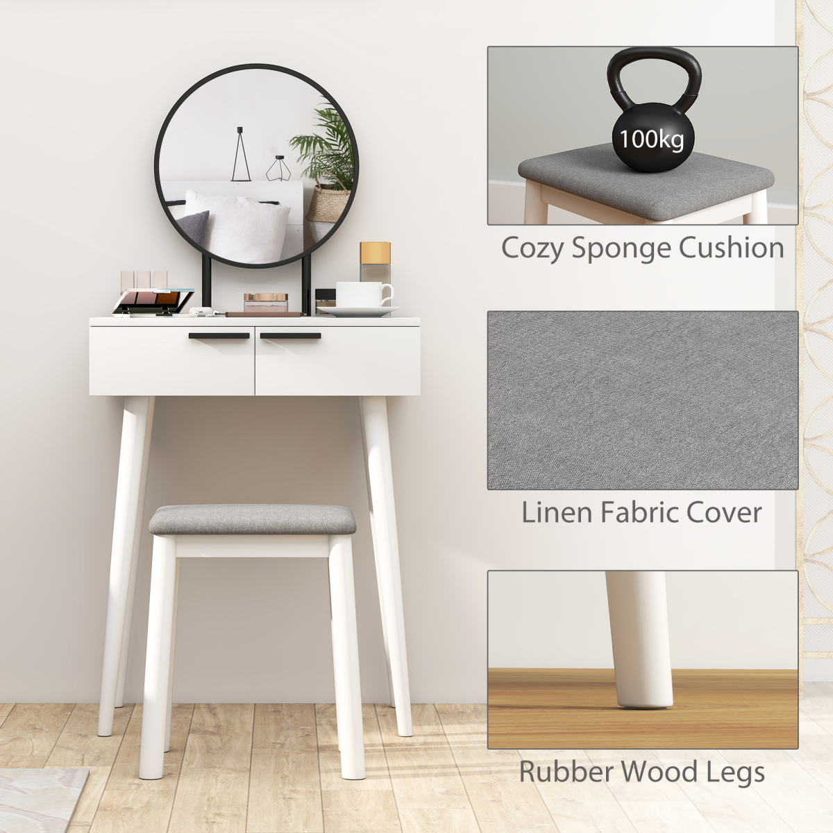 cortex-london-windsor-dressing-table-mirror-stool-two-drawers