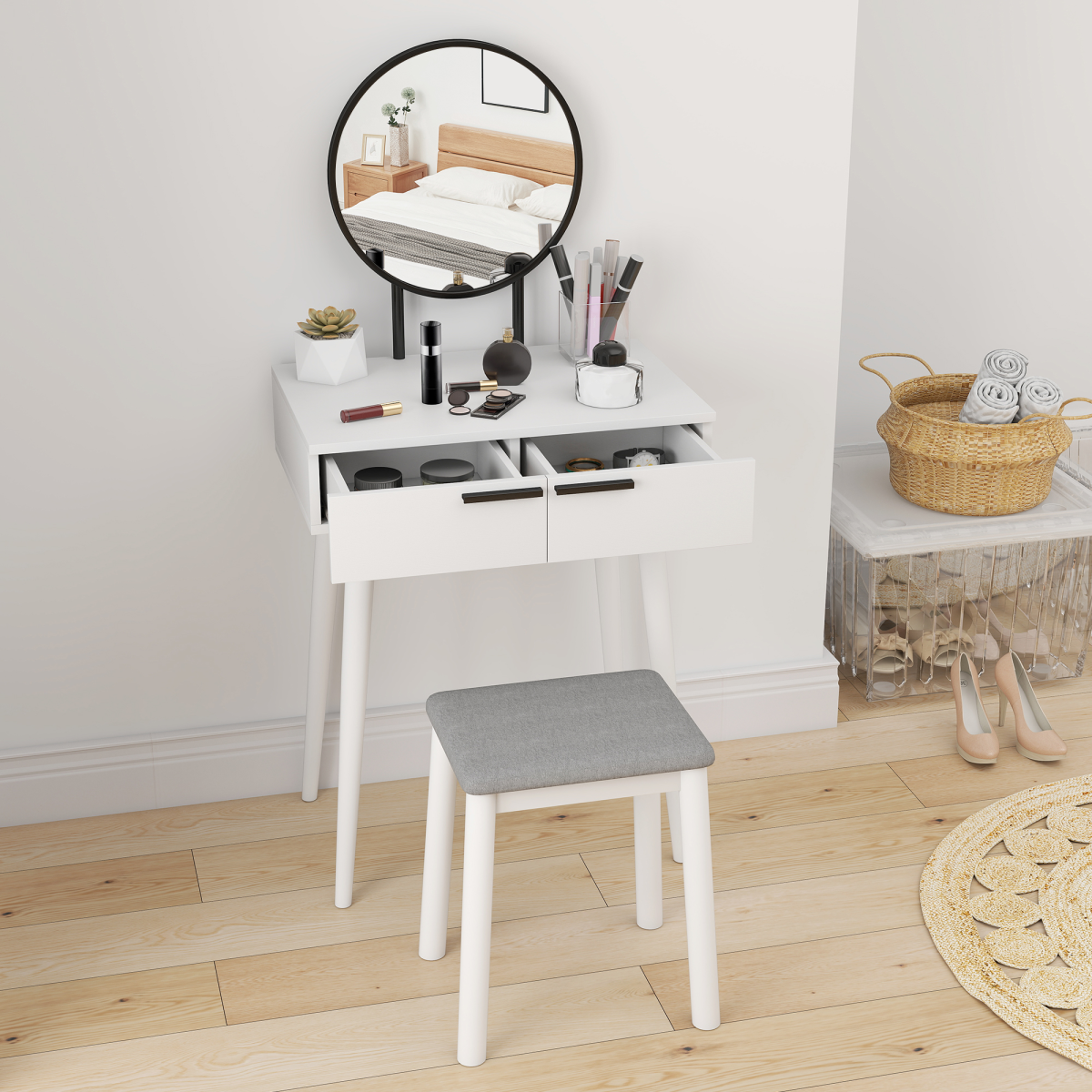 cortex-london-windsor-dressing-table-mirror-stool-two-drawers