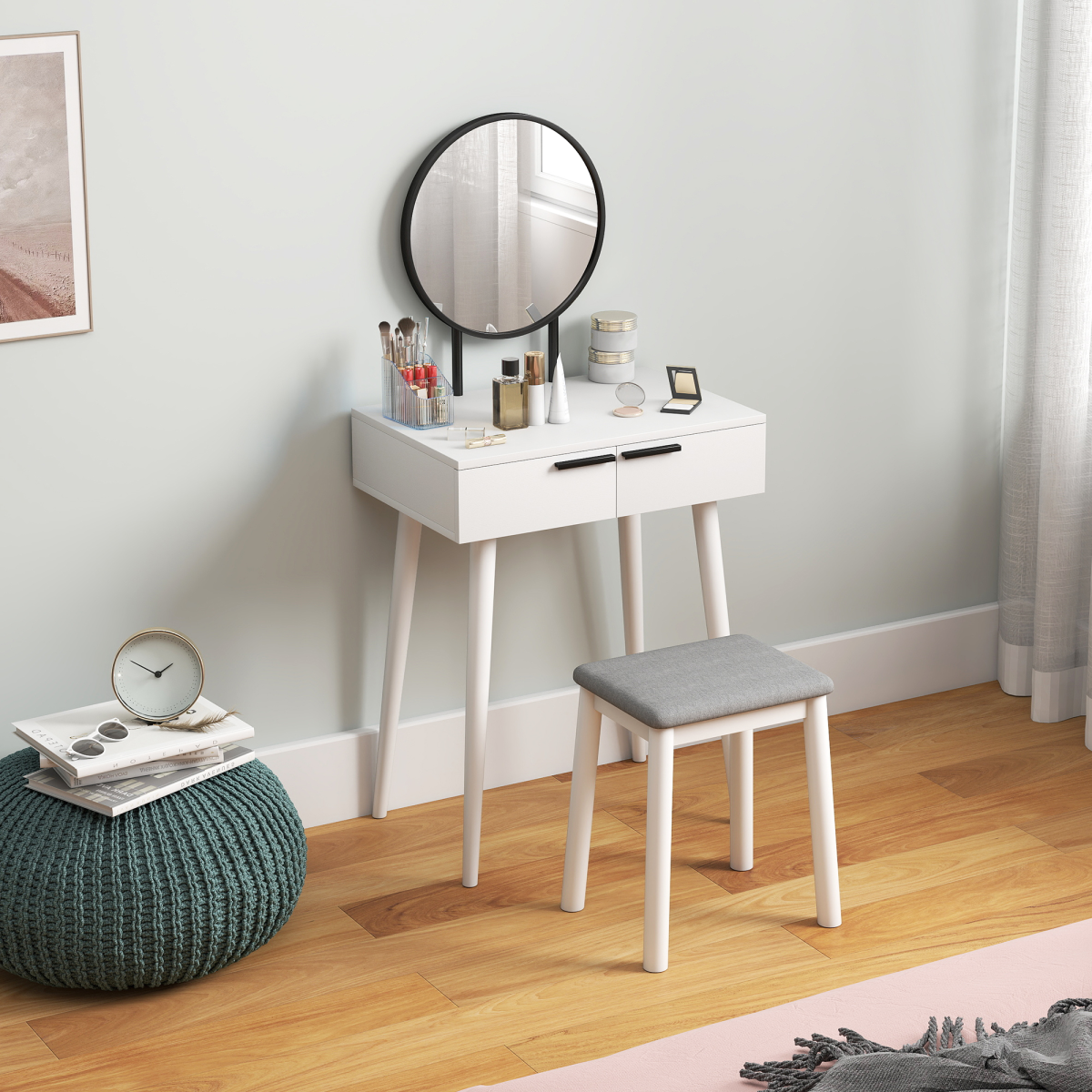 cortex-london-windsor-dressing-table-mirror-stool-two-drawers