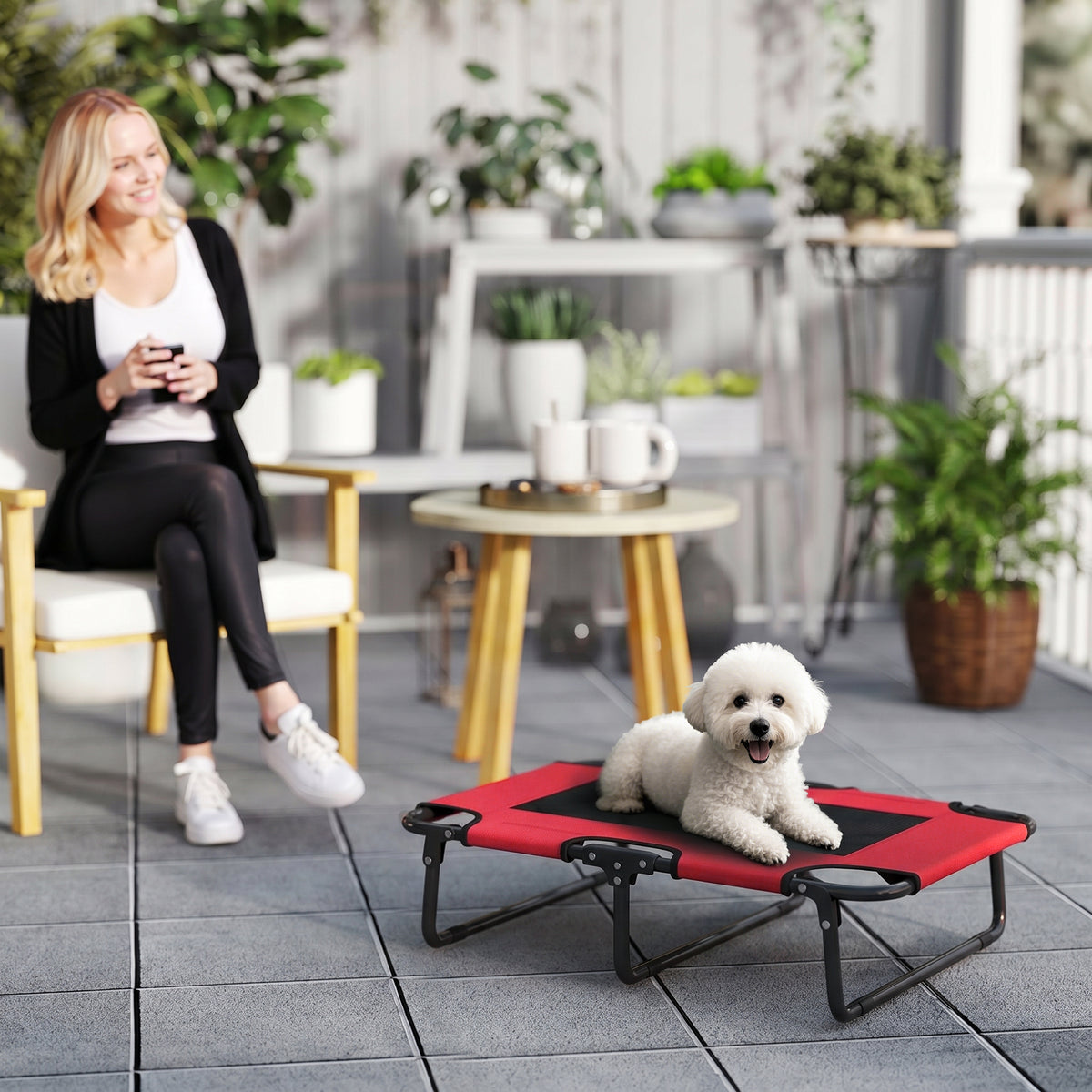 cortex-london-windsor-raised-dog-bed-breathable-mesh-red-black