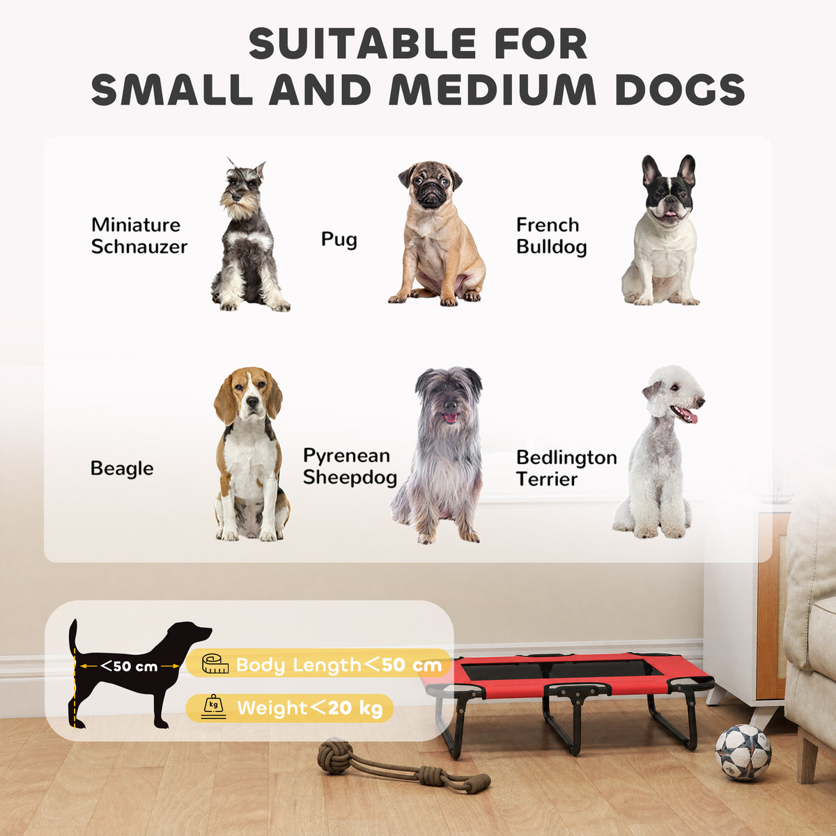 cortex-london-windsor-raised-dog-bed-breathable-mesh-red-black