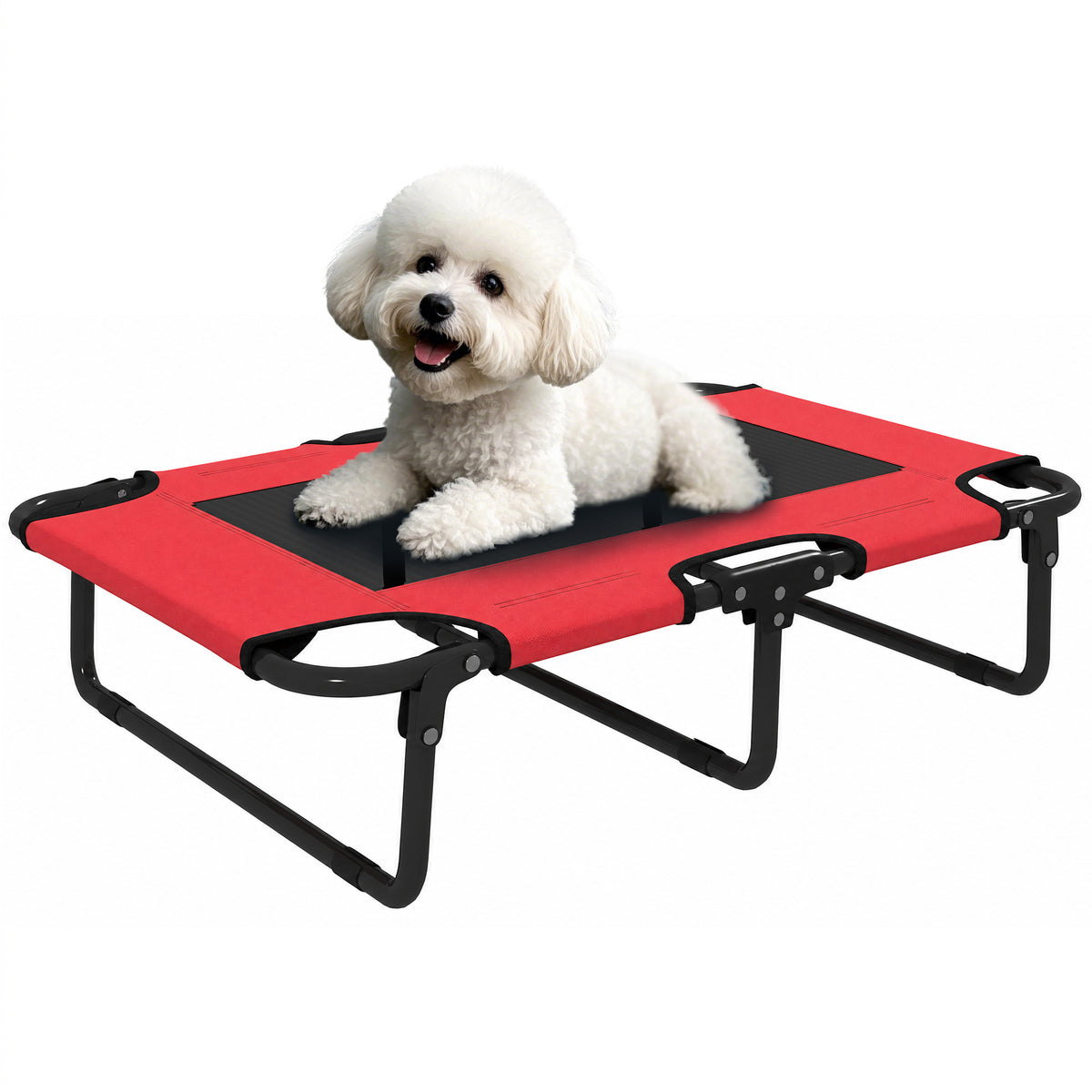 cortex-london-windsor-raised-dog-bed-breathable-mesh-red-black