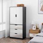cortex-london-kensington-high-gloss-white-2-door-wardrobe-3-drawers-hanging-rail