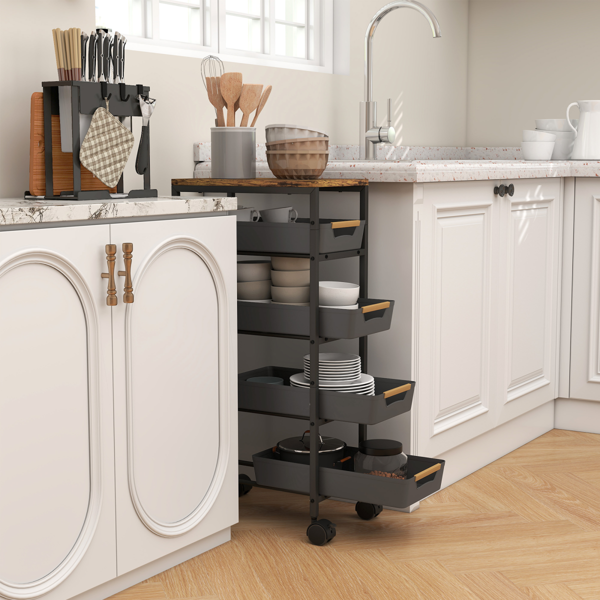 cortex-london-york-kitchen-storage-trolley-five-tier-four-drawers