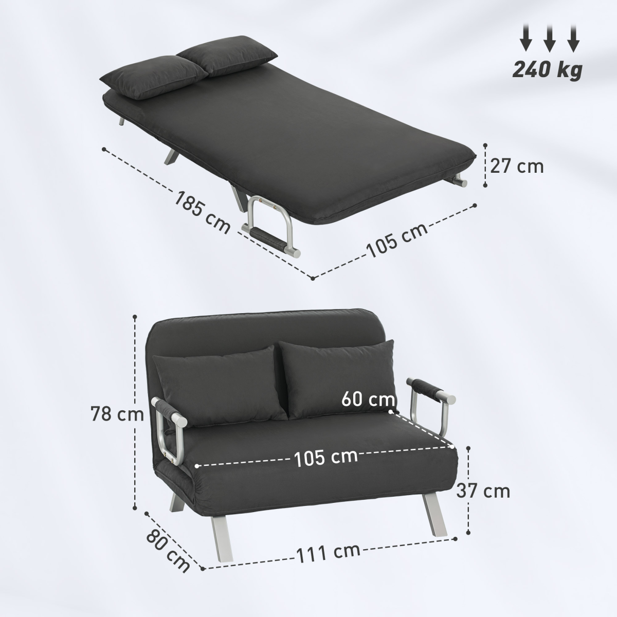 cortex-london-kensington-charcoal-grey-faux-suede-two-seater-sofa-bed