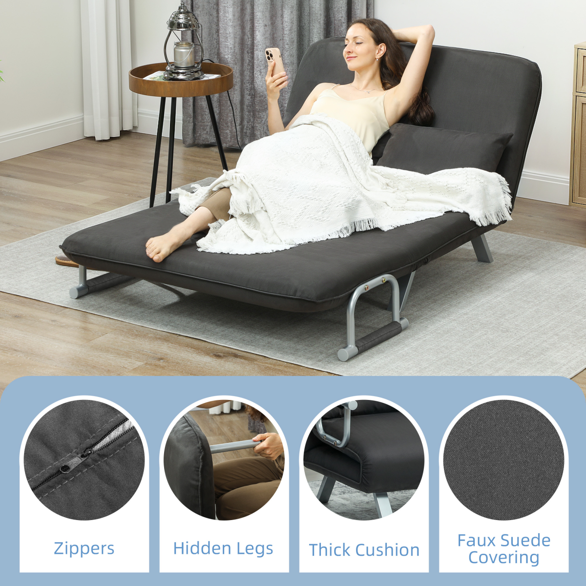cortex-london-kensington-charcoal-grey-faux-suede-two-seater-sofa-bed